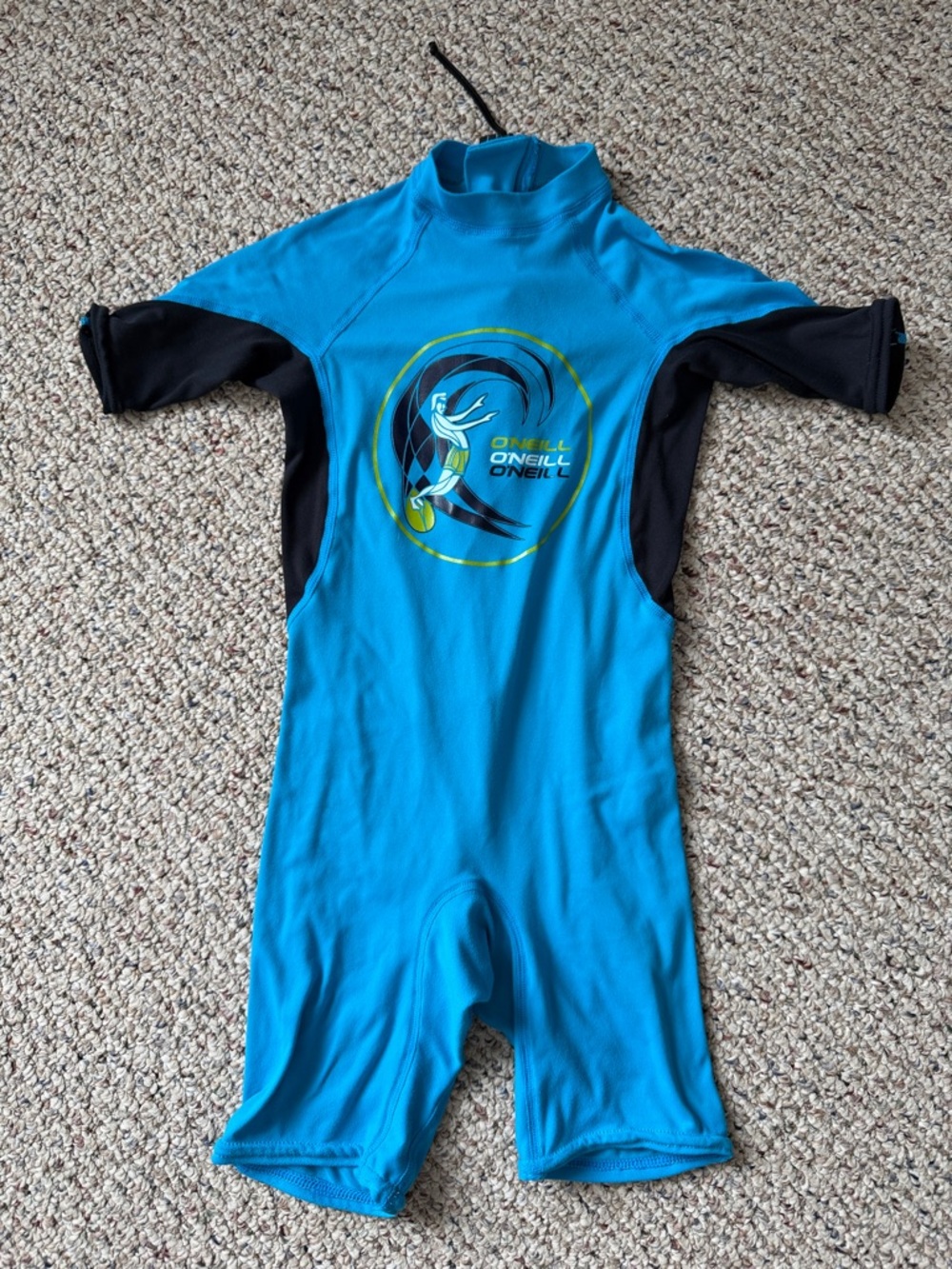O'Neill Kids Turquoise & Black Short Sleeve Rashguard Suit